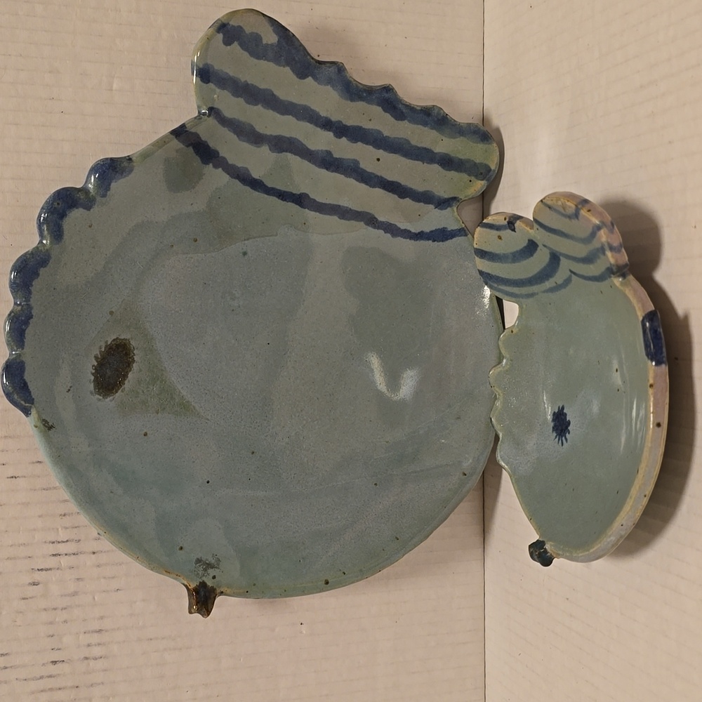 Pair of Signed Pottery Fish Art